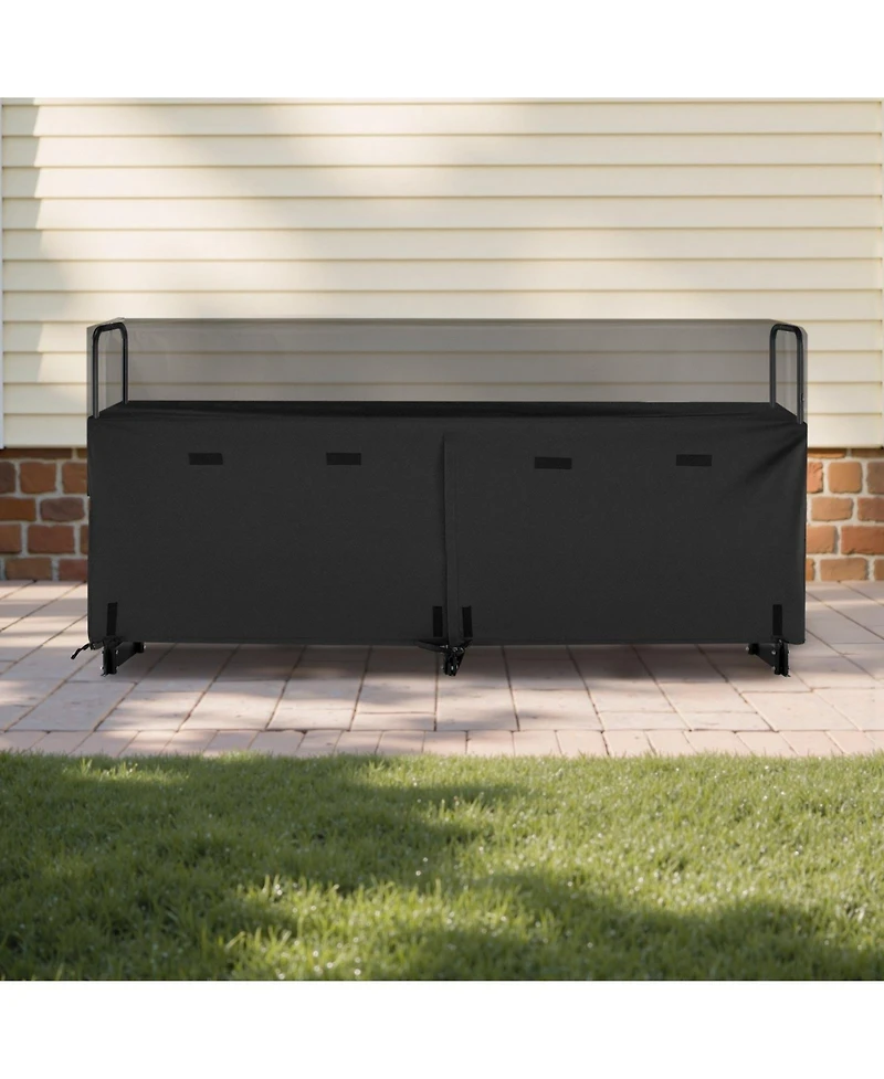 Slickblue Outdoor Firewood Rack with Top Waterproof Cover, Metal Log Holder for 1/2 Cord Wood Storage
