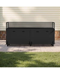 Slickblue Outdoor Firewood Rack with Top Waterproof Cover, Metal Log Holder for 1/2 Cord Wood Storage