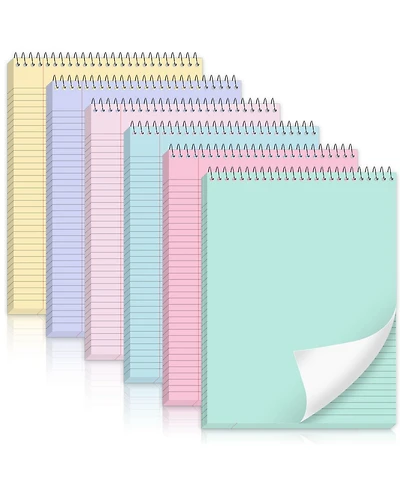 Danrong 6 Pastel Top Bound Spiral Notebooks College Ruled Waterproof Covers Perforated Pages