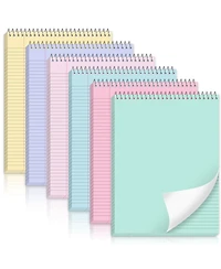 Danrong 6 Pastel Top Bound Spiral Notebooks College Ruled Waterproof Covers Perforated Pages