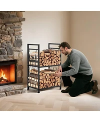 Slickblue 1.3ft Indoor Firewood Rack with Tools 400lb Capacity Log Storage Holder