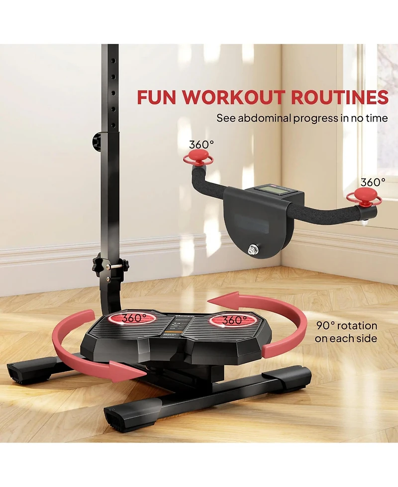 Sevorley Twist Waist Exercise Machine with Adjustable Handlebar, Lcd Monitor, Foldable Steel Frame