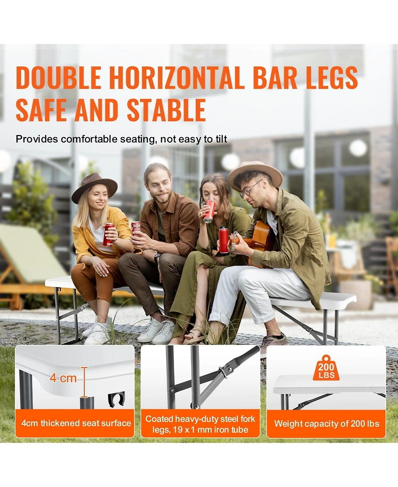 Sugift 6 ft Portable Folding Bench Hdpe Seat for Indoor Outdoor Picnic Patio Camping 1 Pack
