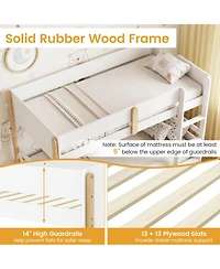 Sugift Twin Over Twin Wood Bunk Bed with Ladder Convertible to 2 Twin Beds for Toddlers