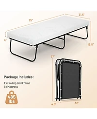 Sugift 75 x 31 Inch Folding Bed with Memory Foam Mattress Cot Size
