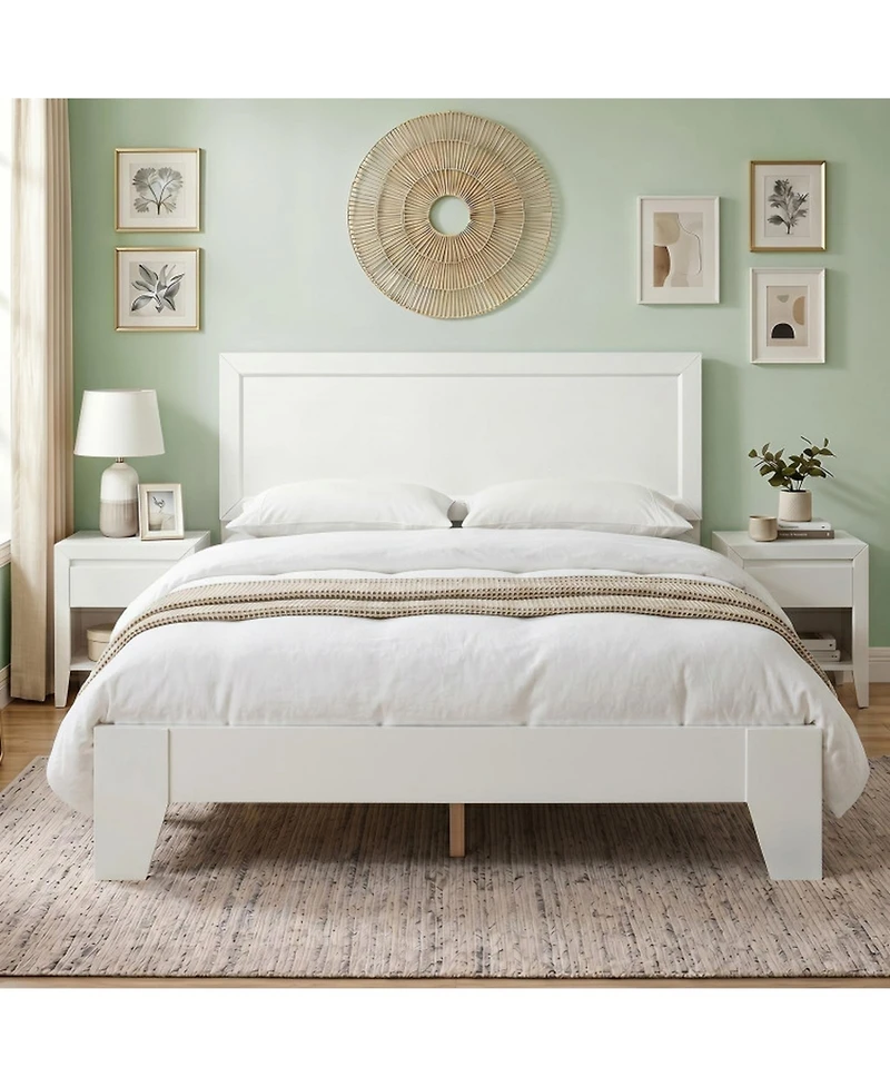 Sugift Full Size Modern Bed Frame with Headboard No Box Spring Needed