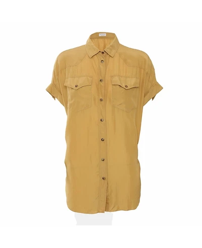 Pre-Owned Brunello Cucinelli Women's Silk Western-Style Short-Sleeve Shirt