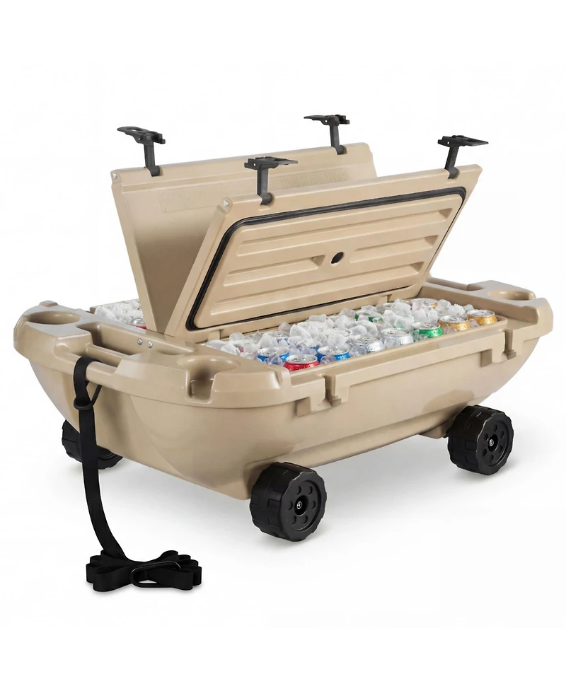 Sugift 40 Qt Floating Ice Chest Cooler with Dry Storage Wheels and Tow Rope for Water and Land