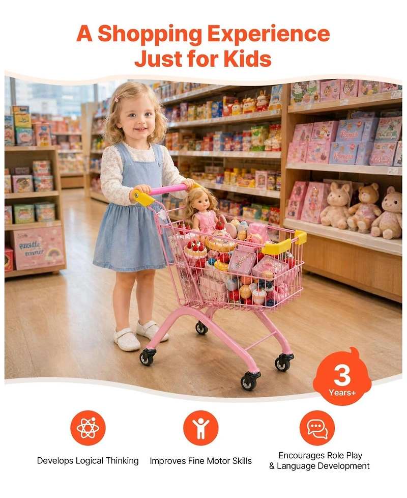 Sugift Doll-Seat Foldable Shopping Cart, Ages 3+