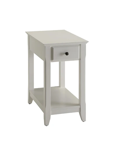 Flynama Accent Table Drawer Shelf Storage Tapered Leg Bronze Handle Unit