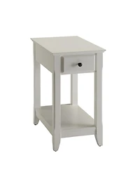 Flynama Accent Table Drawer Shelf Storage Tapered Leg Bronze Handle Unit