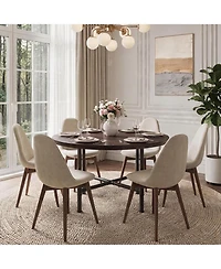 Tribesigns 47.24" Round Dining Table, Walnut and | Solid Wood Top, Metal Pipe Legs, Rustic Design