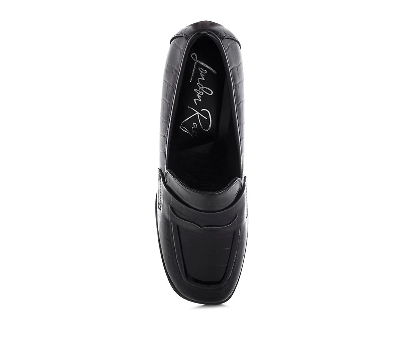 London Rag Women's Pitaka Block Heel Penny Strap Loafers