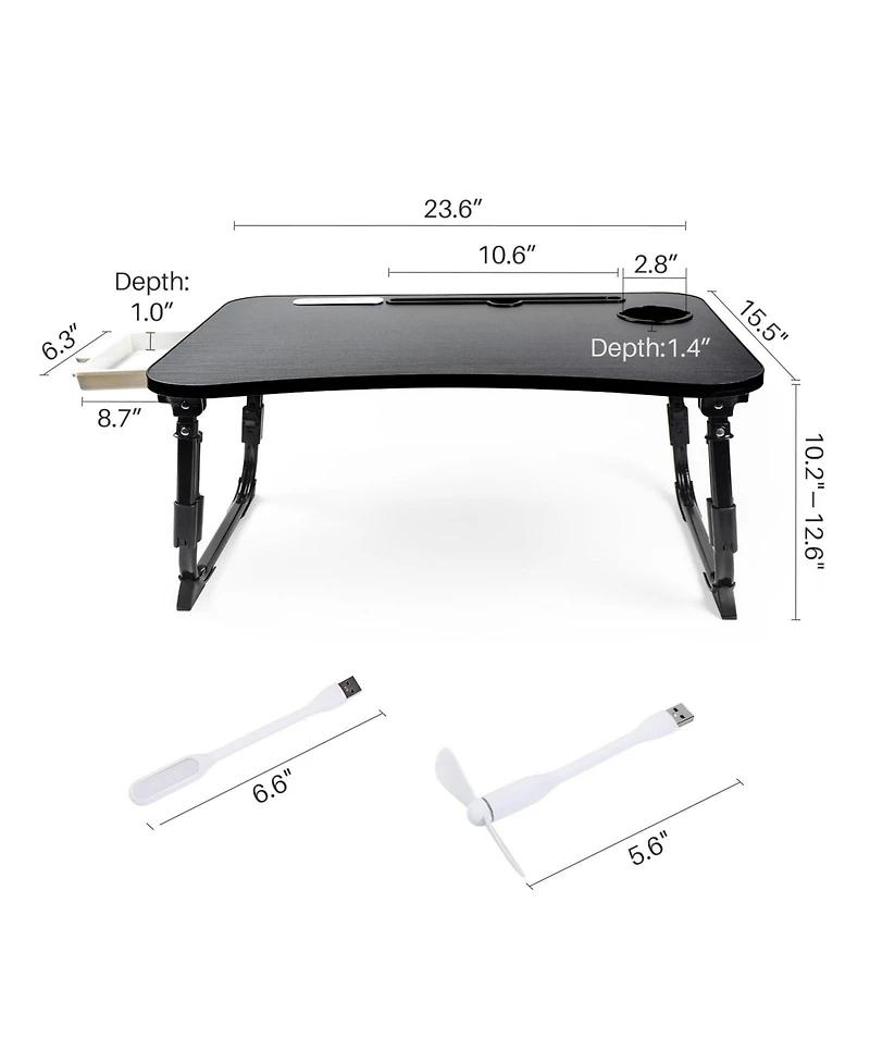 Gnuadz Laptop Desk Bed Adjustable Foldable Portable Drawer Cup Holder Tray