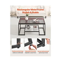 Slickblue Tempered Glass Coffee Table with Led Lights, 2-Tier Modern Center Table for Living Room