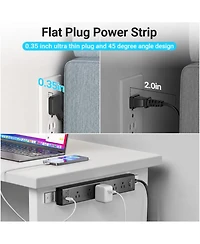 Lofree 360 Mountable Flat-Plug 6-Outlet Surge Protector for Usb-a and Usb-c Devices