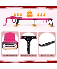Gouun Set of 2 Folding Face Down Tanning Chair with Face Hole and 3 Removable Pillows