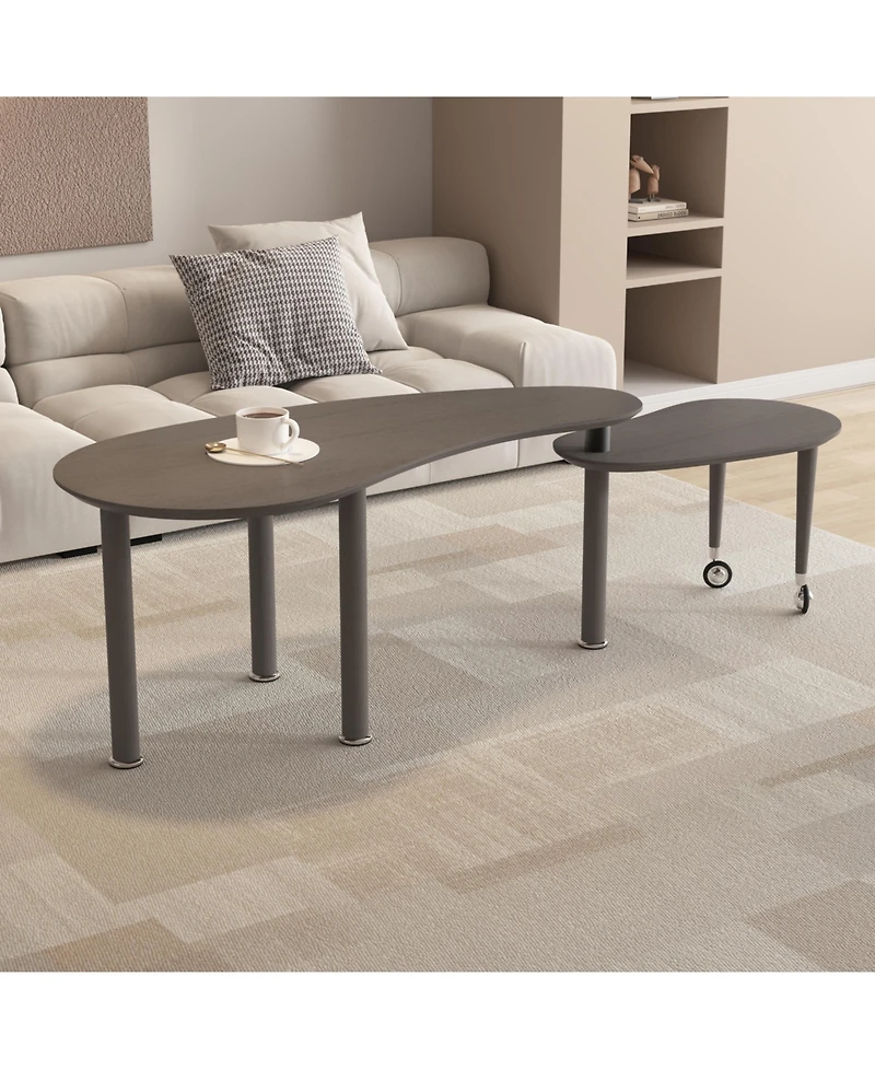 Flynama 360degree Rotatable Coffee Table, Oak Veneer