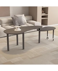 Flynama 360degree Rotatable Coffee Table, Oak Veneer