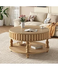 Flynama 31.5" Flip-Top Mid-Century Coffee Table, Natural Wood