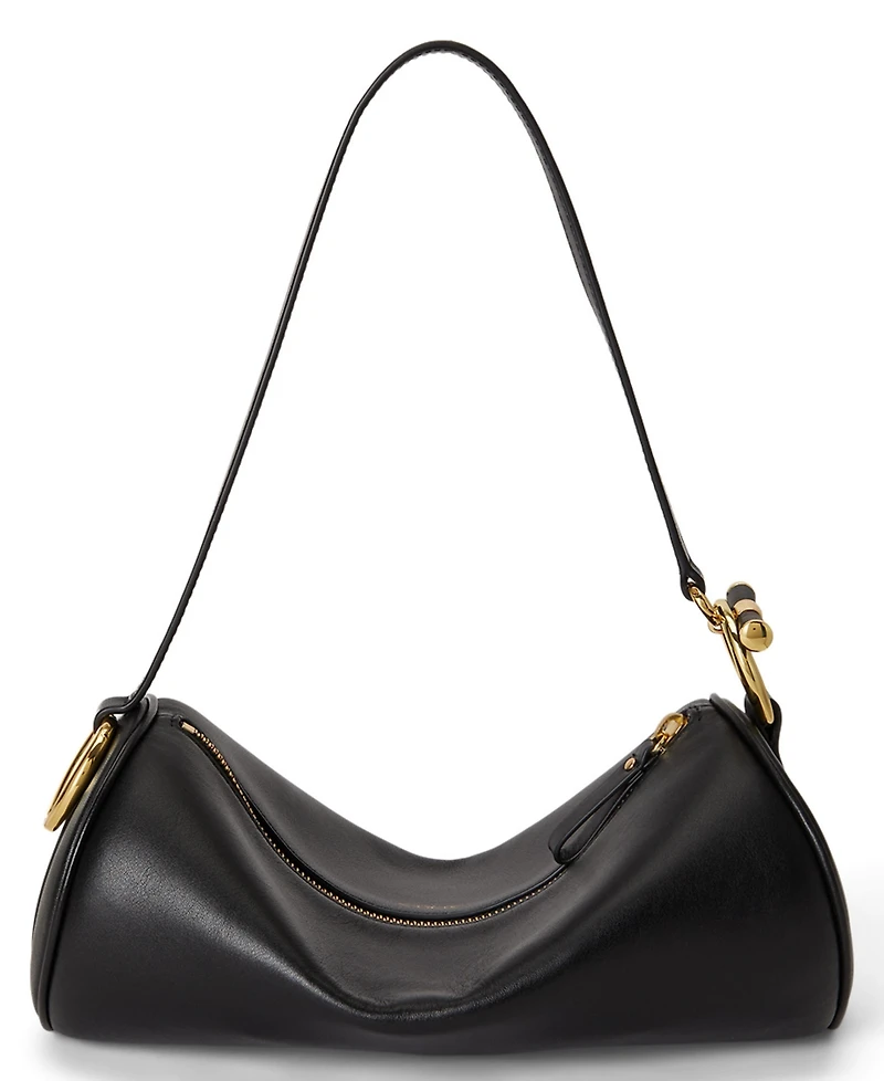 Lauren Ralph Nappa Leather Small Blaike Barrel Handbag