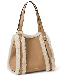Lauren Ralph Lauren Shearling-Trim Large Tasha Tote Bag