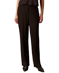 Calvin Klein Women's Petite High-Waisted Pinstripe Straight-Leg Dress Pants