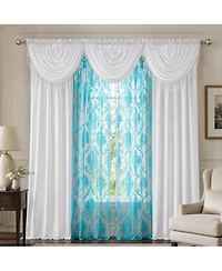 Kate Aurora 7 Piece Hampton Elegance Sheer Curtain Panels And Beaded Valances Set