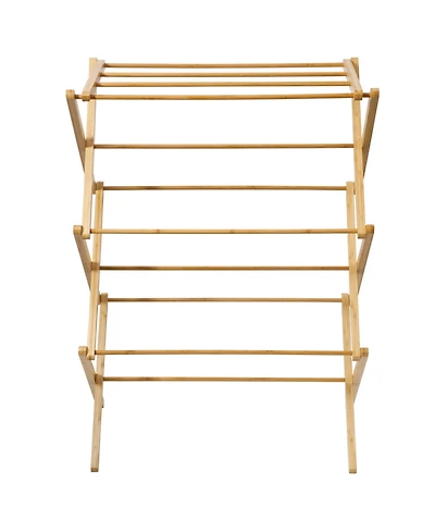 Gibson Home Foldable Bamboo Drying Rack for Clothes & Towels - 2-Tier Collapsible Laundry Drying Rack, Air Dry Stand for Indoor & Outdoor Use