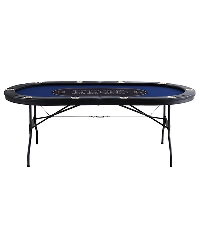 Slickblue 84in Oval Foldable Poker Table for 10 Players with Stainless Cup Holders
