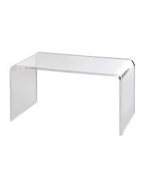 Sugift C-Shaped Clear Acrylic Coffee Table Side Table 32 x 15.8 x 16.3 in for Living Room Terrace