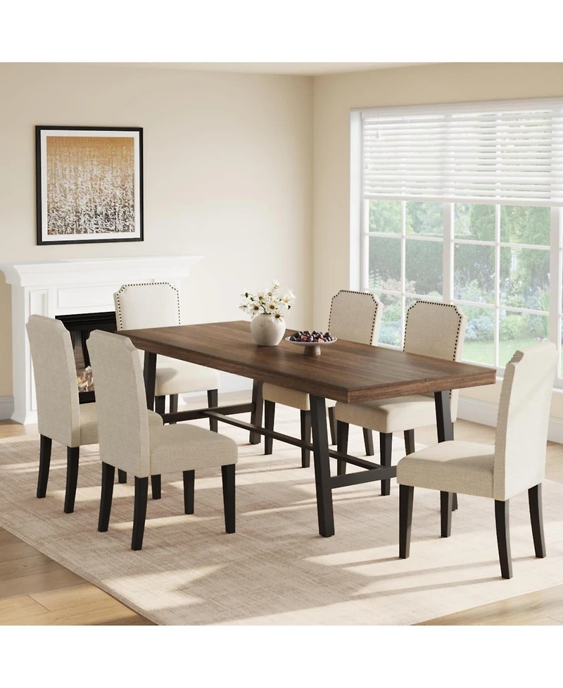gaomon 86-Inch Industrial Rectangular Dining Table for 8-10 People, Extra Long Kitchen Table with Robust Metal Frame