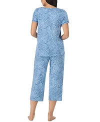 Cuddl Duds Printed Elbow-Sleeve Top & Capri Pants Pajama Set