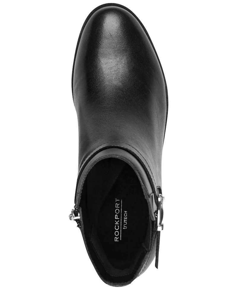 Rockport Women's Teegan Leather Side Gore Block Heel Booties