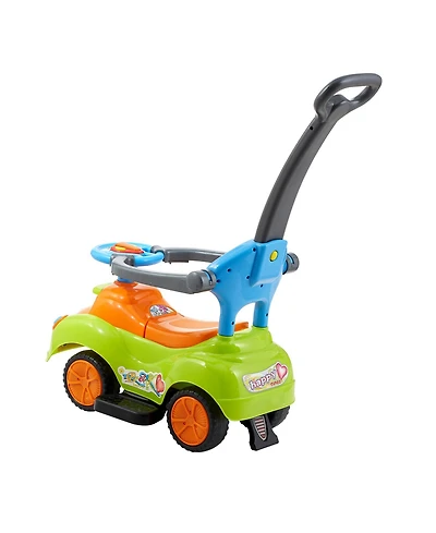 Sugift 3-in-1 Ride-On Push Car with Interactive Steering Wheel, Led Lights & Music, Guardrails, 55 lbs, Ages 19-36 Months