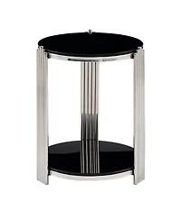 Flynama 16.9" Double-Layer Glass Side Table, Frame
