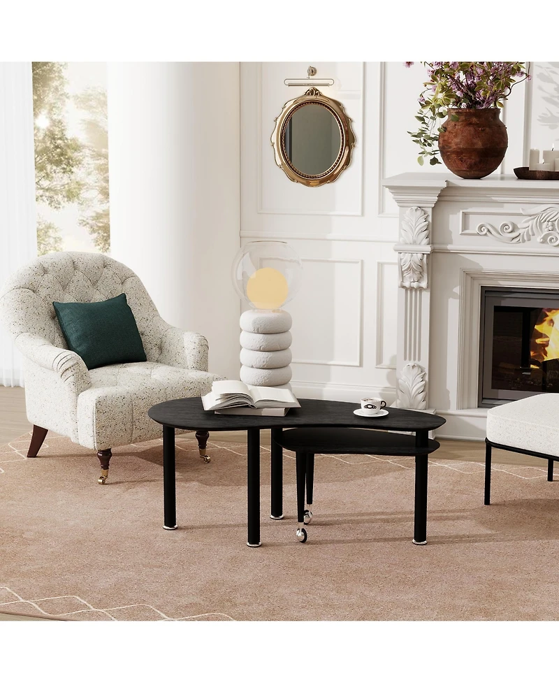 Flynama 360degree(s) Rotatable Coffee Table, Oak Veneer