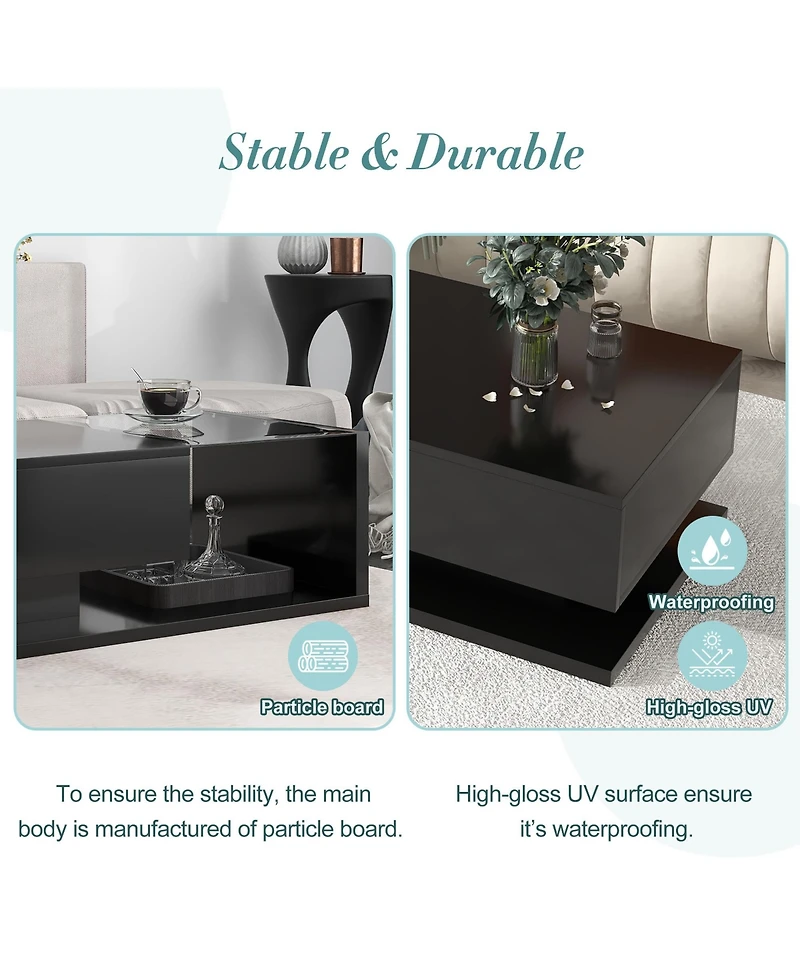 Flynama 2-Tier Rectangular Glass Coffee Table