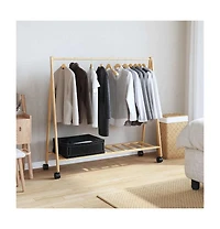 vidaXL Clothes Rack with Shelves and Wheels 41.7"x13.4"x41.9" Bamboo