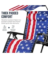 Best Choice Products Oversized Padded Zero Gravity Chair w/ Canopy Headrest Cup Holder Side Tray