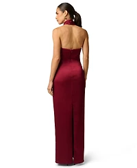 Adrianna Women's Halter Crinkle-Satin Long Dress