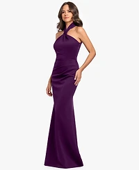 Betsy & Adam Women's Halter Ruched Gown