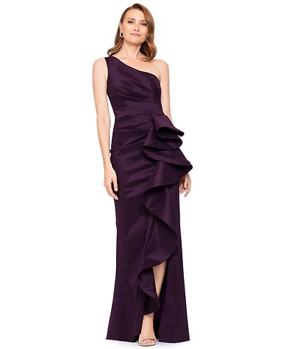 Betsy & Adam Women's Long One-Shoulder Dress