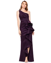 Betsy & Adam Women's Long One-Shoulder Dress