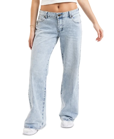 Em & Cass Juniors' Low-Rise Wide-Leg Jeans