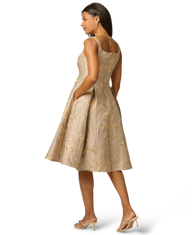 Adrianna Papell Women's Metallic Jacquard Fit & Flare Dress
