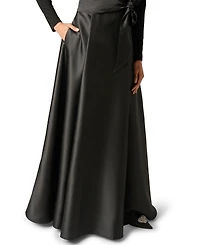 Adrianna Papell Women's Tuxedo Combo Fit and Flare Long-Sleeve Shawl Collar Satin Gown