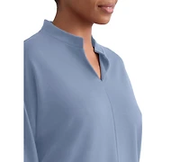 Jones New York Petite Johnny Collar 3/4-Sleeve Knit Blouse