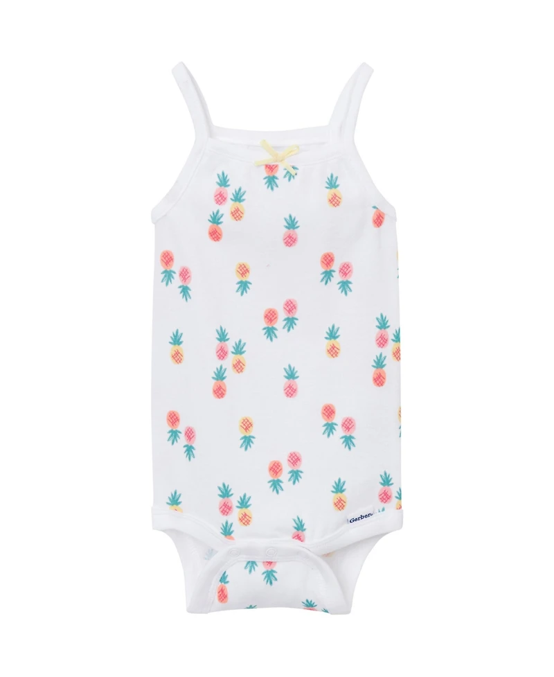 Gerber Baby Girls 4-Pack Sleeveless Bodysuits, Berries, 6-9 Months