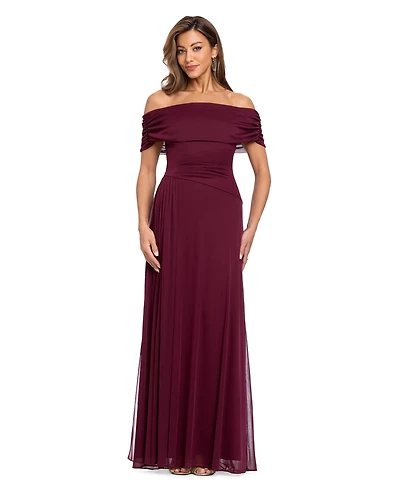 Xscape Women's Off-the-Shoulder Ruched Gown